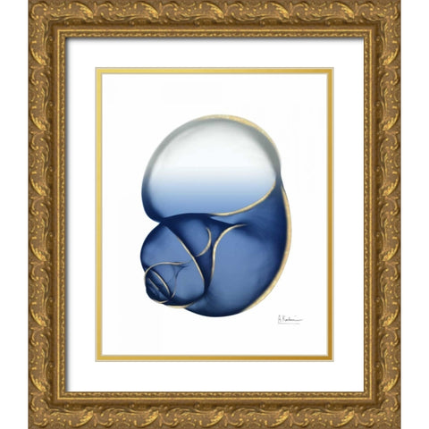 Shimmering Indigo Snail 1 Gold Ornate Wood Framed Art Print with Double Matting by Koetsier, Albert