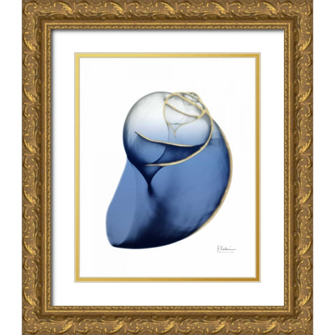 Shimmering Indigo Snail 2 Gold Ornate Wood Framed Art Print with Double Matting by Koetsier, Albert