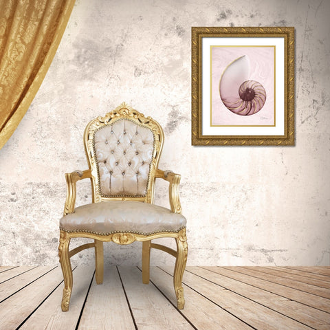 Marble Blush Snail 1 Gold Ornate Wood Framed Art Print with Double Matting by Koetsier, Albert