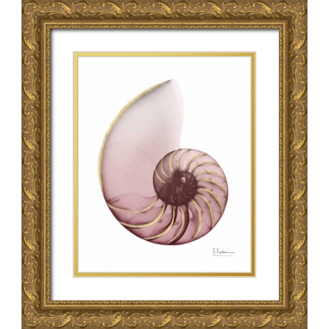Shimmering Blush Snail 1 Gold Ornate Wood Framed Art Print with Double Matting by Koetsier, Albert
