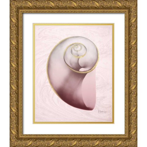 Marble Blush Snail 2 Gold Ornate Wood Framed Art Print with Double Matting by Koetsier, Albert