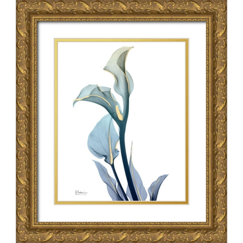 Gold Sprinkled Calla Lily Gold Ornate Wood Framed Art Print with Double Matting by Koetsier, Albert