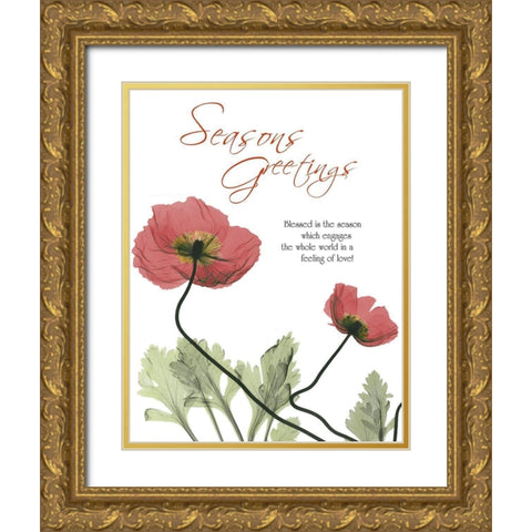 Holiday Poppies 1 Gold Ornate Wood Framed Art Print with Double Matting by Koetsier, Albert