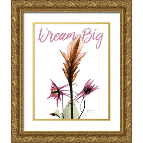 Dream Big Floral Gold Ornate Wood Framed Art Print with Double Matting by Koetsier, Albert