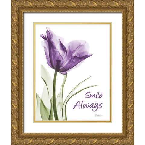 Smile Smiling Tulip Gold Ornate Wood Framed Art Print with Double Matting by Koetsier, Albert