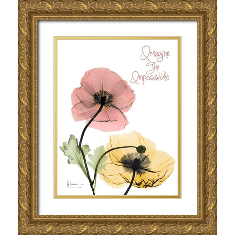 Impossible  Poppies Gold Ornate Wood Framed Art Print with Double Matting by Koetsier, Albert