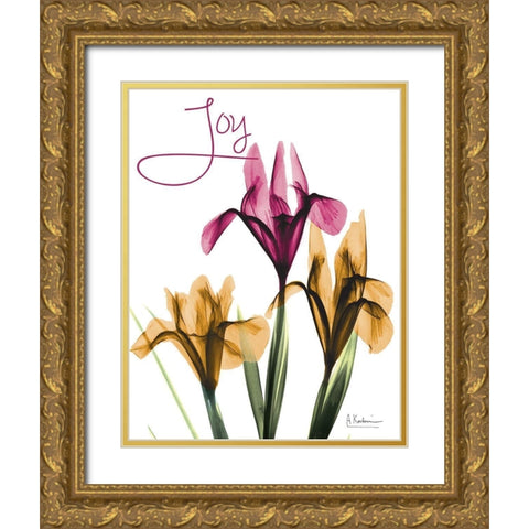 Joyful Iris Gold Ornate Wood Framed Art Print with Double Matting by Koetsier, Albert