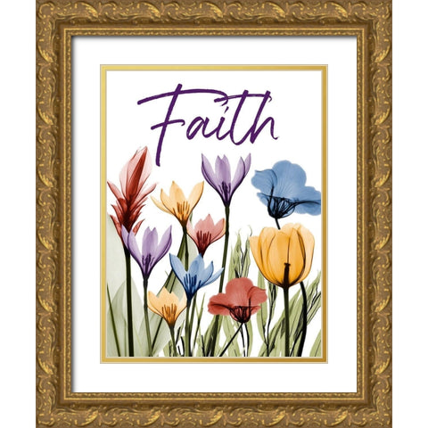 Faithful Flowerscape Gold Ornate Wood Framed Art Print with Double Matting by Koetsier, Albert