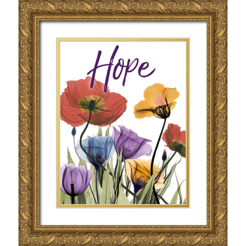 Hopeful Flowerscape Gold Ornate Wood Framed Art Print with Double Matting by Koetsier, Albert