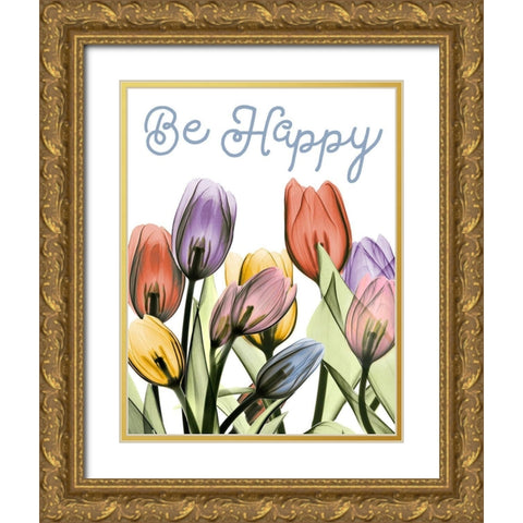 Happy Tulipscape Gold Ornate Wood Framed Art Print with Double Matting by Koetsier, Albert