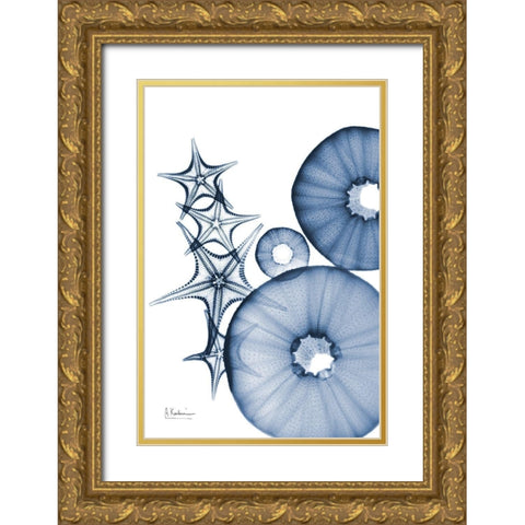 Indigo Aquatic Universe 1 Gold Ornate Wood Framed Art Print with Double Matting by Koetsier, Albert