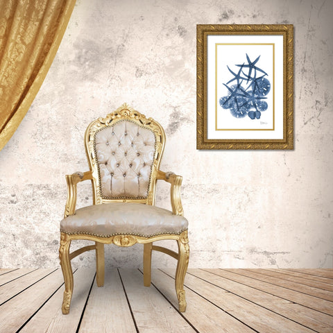 Indigo Aquatic Universe 3 Gold Ornate Wood Framed Art Print with Double Matting by Koetsier, Albert