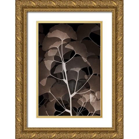 Cocoa Ginko 1 Gold Ornate Wood Framed Art Print with Double Matting by Koetsier, Albert
