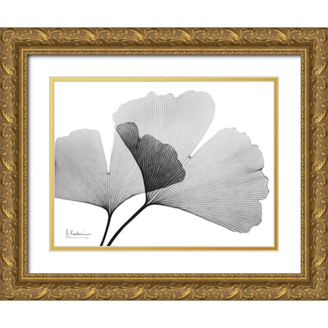 Inverted Ginko 3 Gold Ornate Wood Framed Art Print with Double Matting by Koetsier, Albert