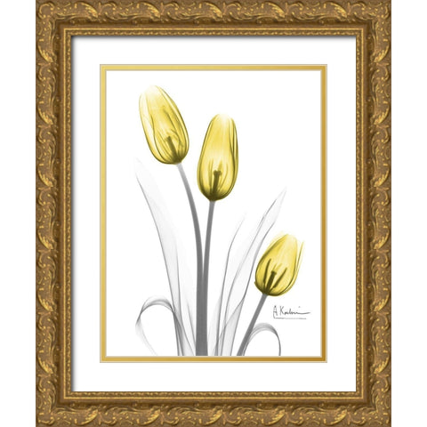 Illuminating Tulip Trio Gold Ornate Wood Framed Art Print with Double Matting by Koetsier, Albert