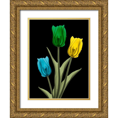 Jeweled Tulip Trio 4 Gold Ornate Wood Framed Art Print with Double Matting by Koetsier, Albert