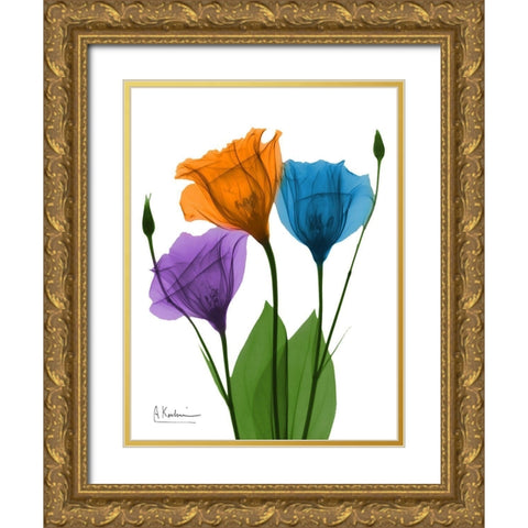 Jewel Gentian Buddies 1 Gold Ornate Wood Framed Art Print with Double Matting by Koetsier, Albert