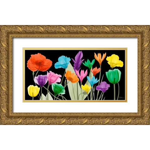 Pretty Floral Jewels 3 Gold Ornate Wood Framed Art Print with Double Matting by Koetsier, Albert
