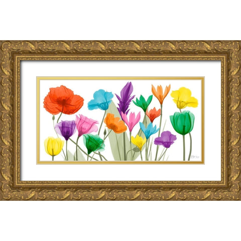 Pretty Floral Jewels 1 Gold Ornate Wood Framed Art Print with Double Matting by Koetsier, Albert