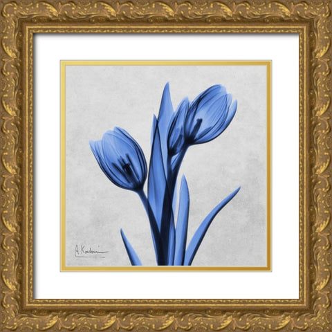 Midnight Tulips Gold Ornate Wood Framed Art Print with Double Matting by Koetsier, Albert