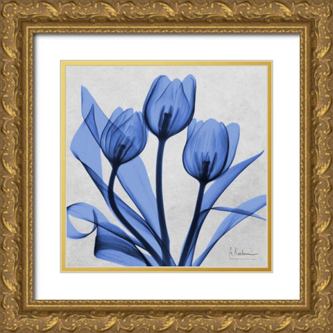 Midnight tulips 2 Gold Ornate Wood Framed Art Print with Double Matting by Koetsier, Albert