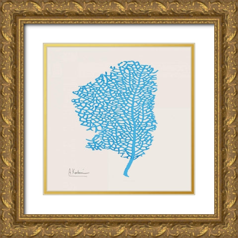 Cobalt Sea Fan Gold Ornate Wood Framed Art Print with Double Matting by Koetsier, Albert