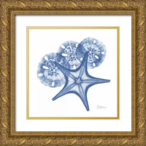 Cerulean Starfish and Sand Dollar 2 Gold Ornate Wood Framed Art Print with Double Matting by Koetsier, Albert