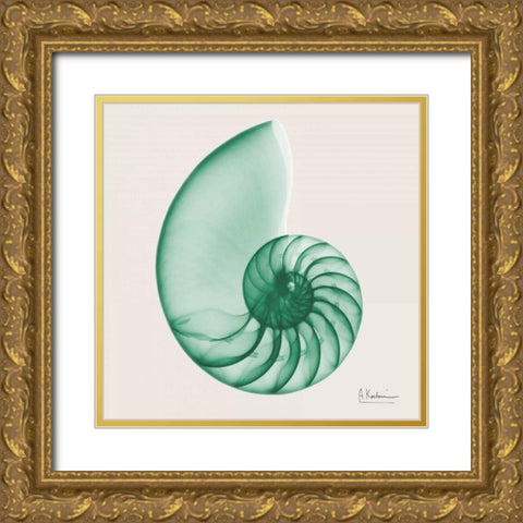 Jade Water Snail Gold Ornate Wood Framed Art Print with Double Matting by Koetsier, Albert