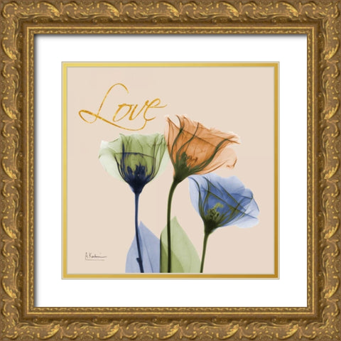 Gentian Love Gold Ornate Wood Framed Art Print with Double Matting by Koetsier, Albert