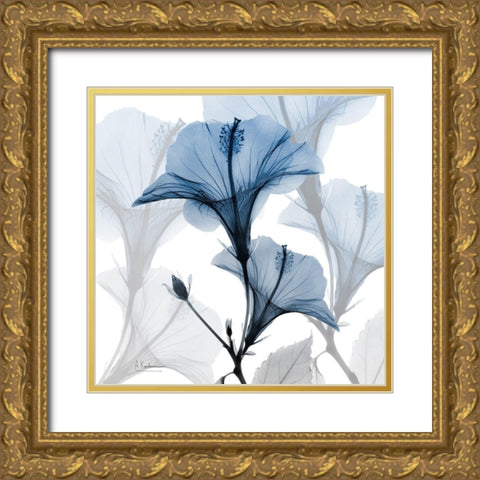 Steel Hibiscus Gold Ornate Wood Framed Art Print with Double Matting by Koetsier, Albert