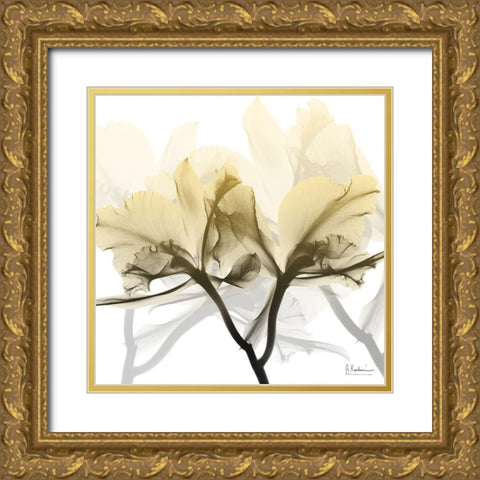 Flaxen Orchid Gold Ornate Wood Framed Art Print with Double Matting by Koetsier, Albert
