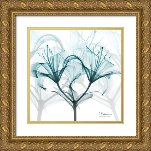 Crystal Flame Lily Gold Ornate Wood Framed Art Print with Double Matting by Koetsier, Albert