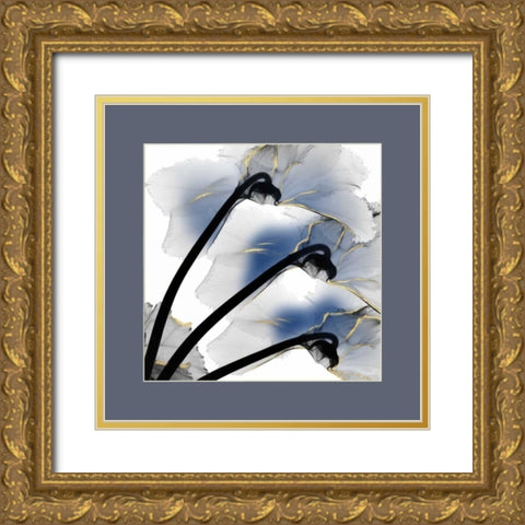 Indigo Luster Cyclamen Border Gold Ornate Wood Framed Art Print with Double Matting by Koetsier, Albert