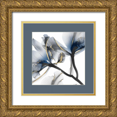 Indigo Luster Cyclamen Border 2 Gold Ornate Wood Framed Art Print with Double Matting by Koetsier, Albert