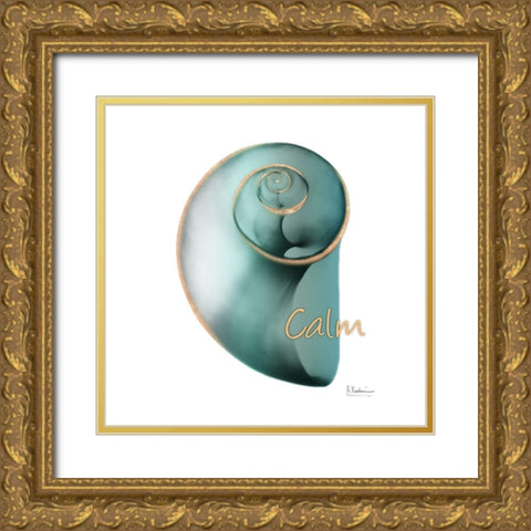 Shinny Calm Snail Gold Ornate Wood Framed Art Print with Double Matting by Koetsier, Albert