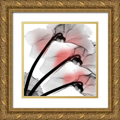 Coral Luster Cyclamen Gold Ornate Wood Framed Art Print with Double Matting by Koetsier, Albert