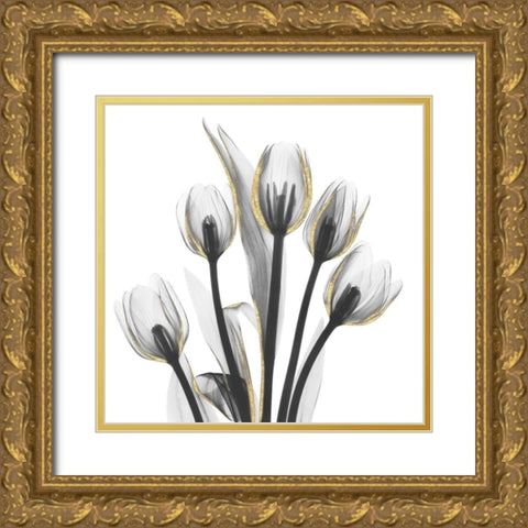 Gold Embellished Tulips 1 Gold Ornate Wood Framed Art Print with Double Matting by Koetsier, Albert