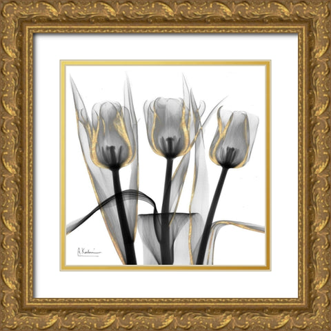 Gold Embellished Tulips 4 Gold Ornate Wood Framed Art Print with Double Matting by Koetsier, Albert