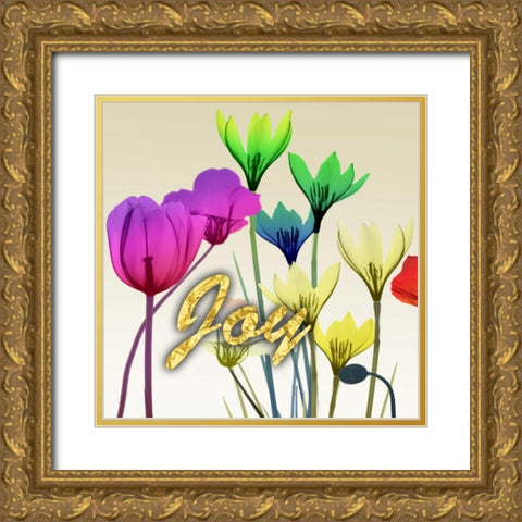 Floral Calm Pop Joy Gold Ornate Wood Framed Art Print with Double Matting by Koetsier, Albert