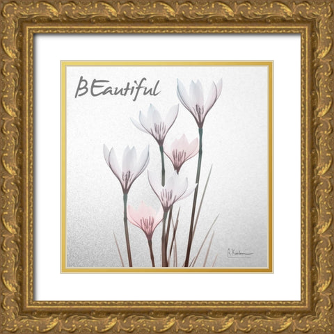 Beautiful White Rain Lily 1 Gold Ornate Wood Framed Art Print with Double Matting by Koetsier, Albert