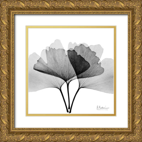 Inverted Ginko 5 Gold Ornate Wood Framed Art Print with Double Matting by Koetsier, Albert