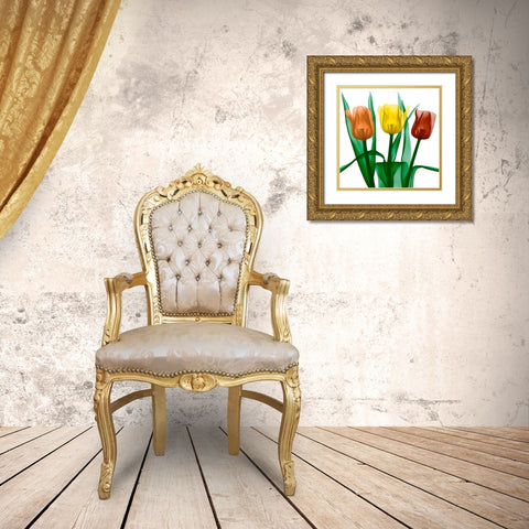 Jewel Embellished Tulips 2 Gold Ornate Wood Framed Art Print with Double Matting by Koetsier, Albert