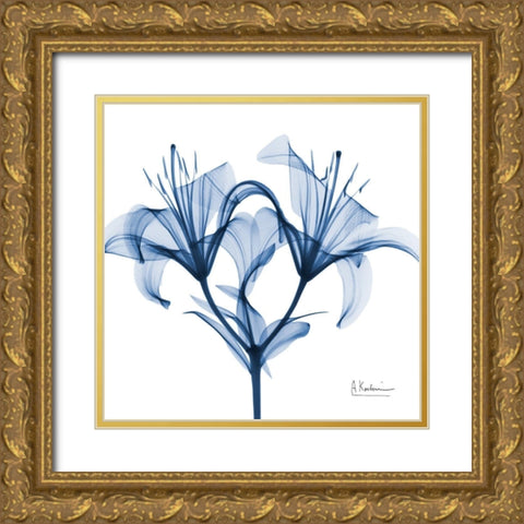 Indigo Lily Gold Ornate Wood Framed Art Print with Double Matting by Koetsier, Albert