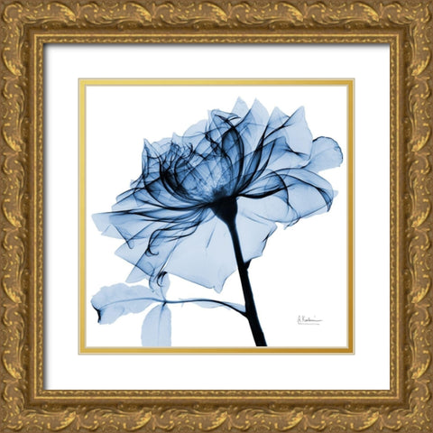 Indigo Rose 2 Gold Ornate Wood Framed Art Print with Double Matting by Koetsier, Albert