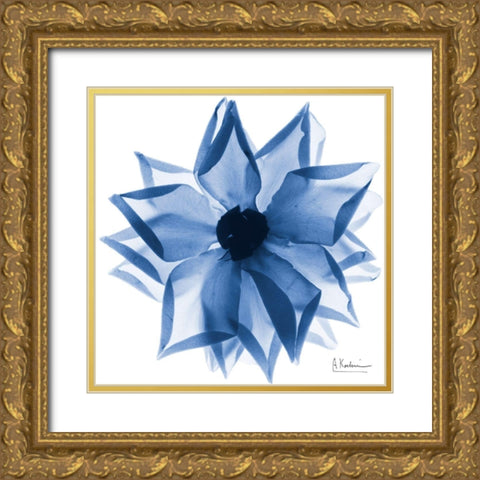 Indigo Rose Petals 1 Gold Ornate Wood Framed Art Print with Double Matting by Koetsier, Albert