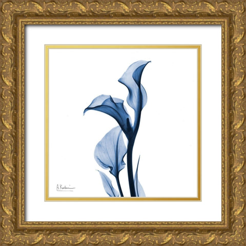 Indigo Covered Calla Lily Gold Ornate Wood Framed Art Print with Double Matting by Koetsier, Albert