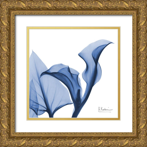 Indigo Calla Love Gold Ornate Wood Framed Art Print with Double Matting by Koetsier, Albert