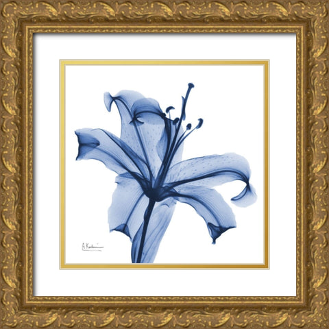 Glorious Indigo Lily Gold Ornate Wood Framed Art Print with Double Matting by Koetsier, Albert