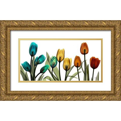New Tulipscape Gold Ornate Wood Framed Art Print with Double Matting by Koetsier, Albert