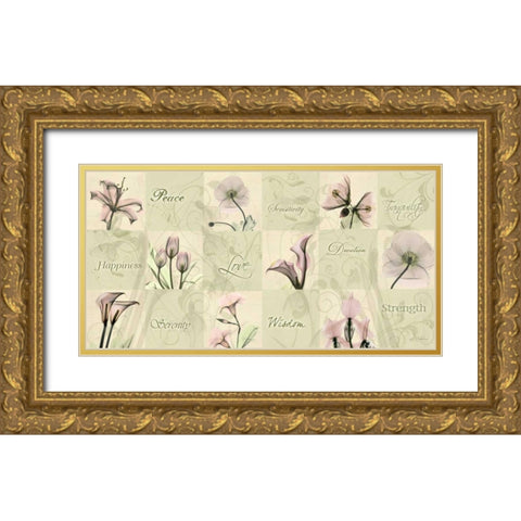 Blushing Buds Gold Ornate Wood Framed Art Print with Double Matting by Koetsier, Albert